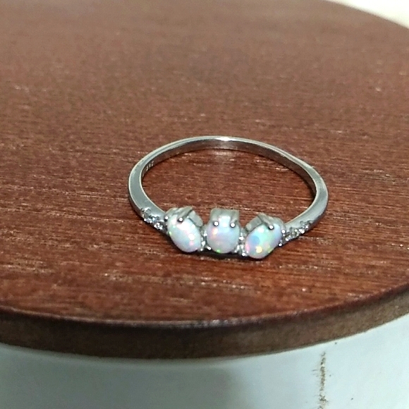 925 Stamped Opal Ring Jewelry - SALE! NWOT Dainty 925 Stamped White Opal & Cz Diamond Ring 💍 ♥